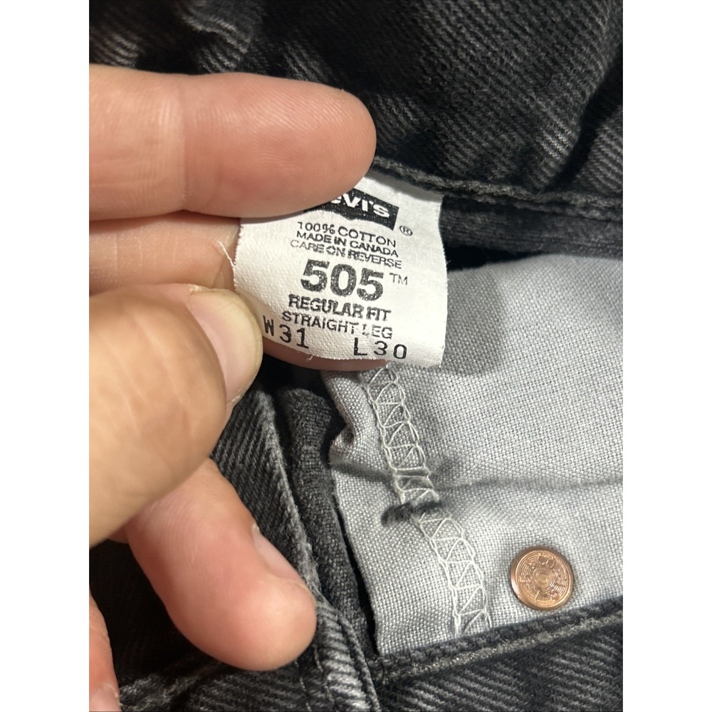 Vintage Levis Jeans Mens 31x30 (Fits 29x29) Faded Black 505 Red Tab Canada 1990s - Picture 5 of 15